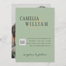 Chic Foto Wedding Invite QR Code Gerettet Datum Gr