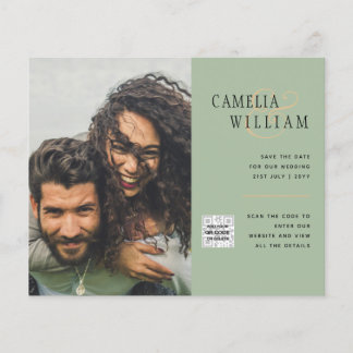 Chic Foto Wedding Invite QR Code Gerettet Datum Gr Flyer