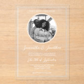 Chic Foto White Calligraphy Script Wedding Acryleinladungen (Vorderseite)