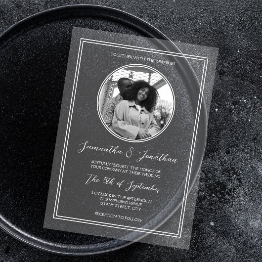 Chic Foto White Calligraphy Script Wedding Acryleinladungen