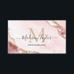 Chic Fotografy Pink Gold Glitzer Agate Monogram Visitenkarte<br><div class="desc">Moderne elegante Rosa-Rosa-Glitzer-Marmor-Agate-Monogramm Notary Loan Signing Agent Business Card</div>