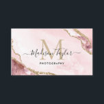 Chic Fotografy Pink Gold Glitzer Agate Monogram Visitenkarte<br><div class="desc">Moderne elegante Rosa-Rosa-Glitzer-Marmor-Agate-Monogramm Notary Loan Signing Agent Business Card</div>