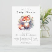 Chic Fox Illustration Fox Babydusche Einladung (Stehend Vorderseite)