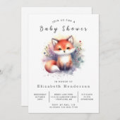 Chic Fox Illustration Fox Babydusche Einladung (Vorne/Hinten)