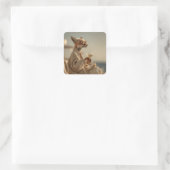 Chic Fox Relaxen im Stil Quadratischer Aufkleber (Tasche)