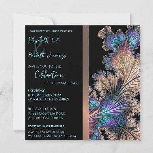 Chic Fraktal Hochzeit Einladung (Vorderseite)