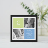 Chic Frame Baby Boy Geburtsankündigung Ankündigung (Stehend Vorderseite)