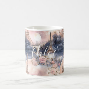 Chic Französisch Blau Pink Paris Eiffelturm Kaffeetasse