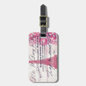 Chic-französische Skripte platzieren einen Pink-Pa Gepäckanhänger (Vorderseite vertikal)