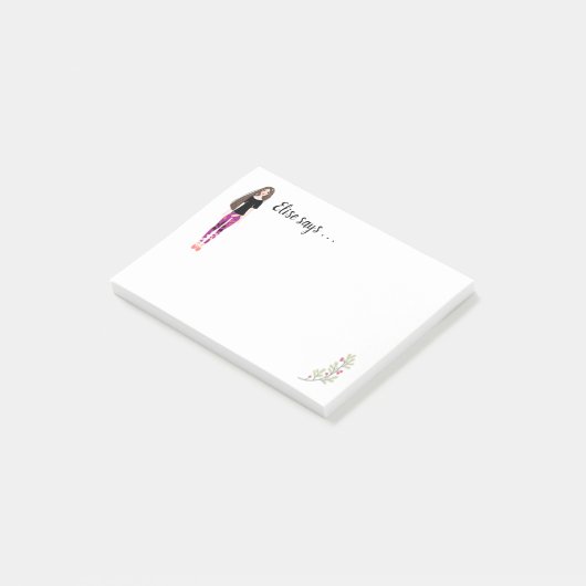 Chic Frauan in Leggings Post-it Klebezettel (angewinkelt)