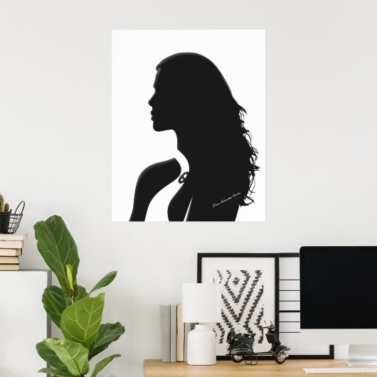 Chic Frauenprofil - Minimalistische zeitgenössisch Poster (Heimbüro)