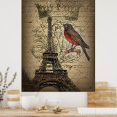Chic French Bird Moderner Vintager Pariser Eiffelt Poster (Küche)