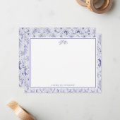 Chic French Blue Florals Mitteilungskarte (Vorderseite/Rückseite Beispiel)