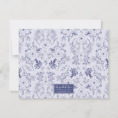 Chic French Blue Florals Mitteilungskarte (Rückseite)