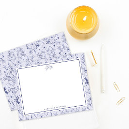 Chic French Blue Florals Mitteilungskarte