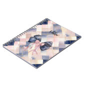 Chic French Blue Pink Bow Notizblock (Linke Seite)