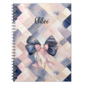 Chic French Blue Pink Bow Notizblock (Vorderseite)