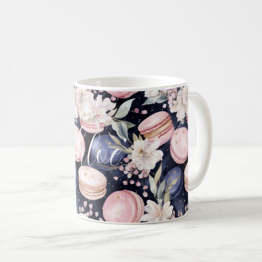 Chic French Blue Pink Macaroons Kaffeetasse (VorderseiteRechts)