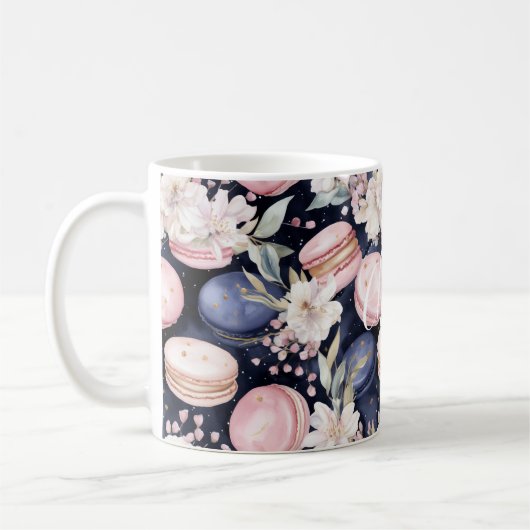 Chic French Blue Pink Macaroons Kaffeetasse (Links)
