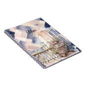 Chic French Blue Pink Paris Eiffel Tower Notizblock (Rechte Seite)