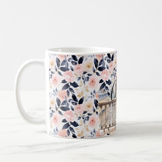 Chic French Blue Pink Paris  Kaffeetasse (Links)