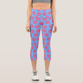 Chic French Blue Polka Dot Pattern Yoga Capri Leggings (Vorderseite)