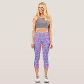 Chic French Blue Polka Dot Pattern Yoga Capri Leggings (Vorderseite)