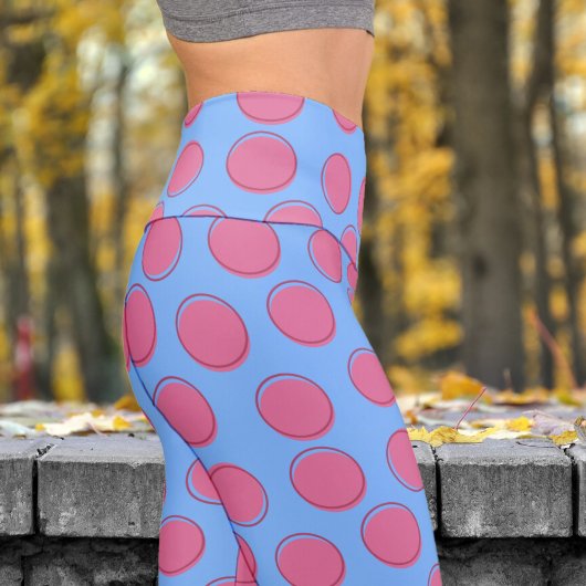 Chic French Blue Polka Dot Pattern Yoga Capri Leggings