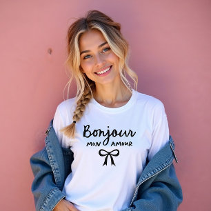 Chic French Bow Coquette   Bonjour Mon Amour T-Shirt