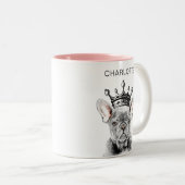 Chic French Bulldog Frenchie Crown Zweifarbige Tasse (VorderseiteRechts)