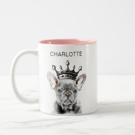 Chic French Bulldog Frenchie Crown Zweifarbige Tasse
