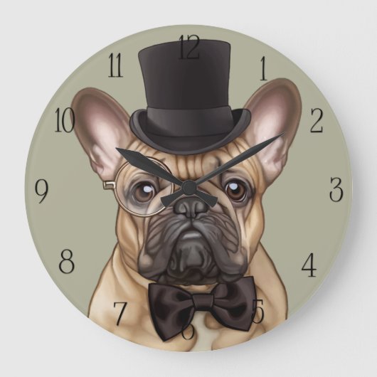 Chic French Bulldog Große Wanduhr (Vorderseite)