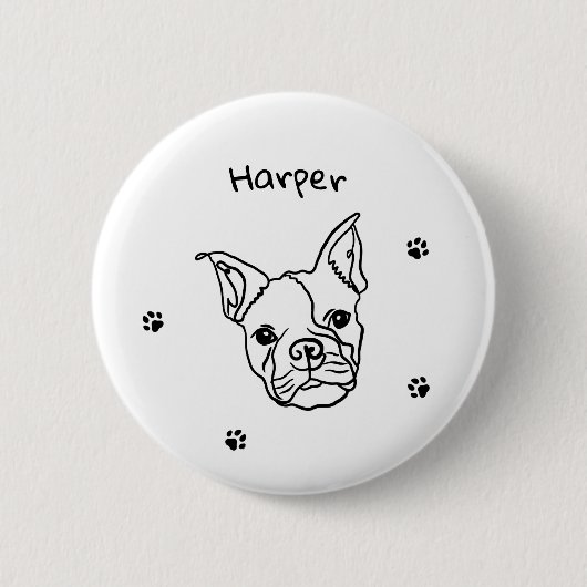 Chic French Bulldog Line Art: Bearbeiten Sie Ihren Button (Vorderseite)