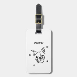 Chic French Bulldog Line Art: Bearbeiten Sie Ihren Gepäckanhänger
