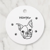 Chic French Bulldog Line Art: Bearbeiten Sie Ihren Geschenkanhänger (Rückseite)