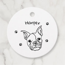 Chic French Bulldog Line Art: Bearbeiten Sie Ihren Geschenkanhänger