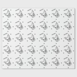 Chic French Bulldog Line Art: Bearbeiten Sie Ihren Geschenkpapier