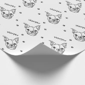 Chic French Bulldog Line Art: Bearbeiten Sie Ihren Geschenkpapier (Ecke)