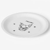 Chic French Bulldog Line Art: Bearbeiten Sie Ihren Pappteller (Schrägansicht)