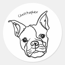 Chic French Bulldog Line Art: Bearbeiten Sie Ihren Runder Aufkleber