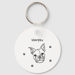 Chic French Bulldog Line Art: Bearbeiten Sie Ihren Schlüsselanhänger