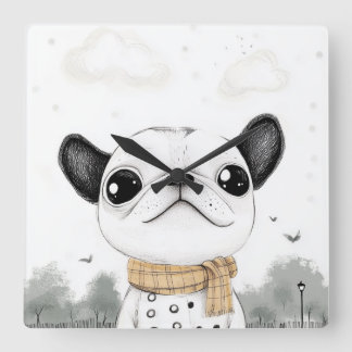 Chic French Bulldog Wall Clock Quadratische Wanduhr