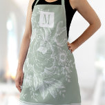 Chic French Farmhouse Peony Monogram Light Green Schürze<br><div class="desc">Personalisieren Sie diese schicke,  moderne Schürze für Erwachsene mit Ihrem Monogramm! Diese elegante Schürze hat Ihre eigenen Initialen auf einem prächtigen hellgrünen Blumenpony Vintagen französischen Bauernhaus-Design.</div>
