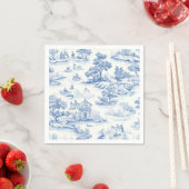 Chic French Hütte Style Blue Toile de Jouy Retro Serviette (Beispiel)
