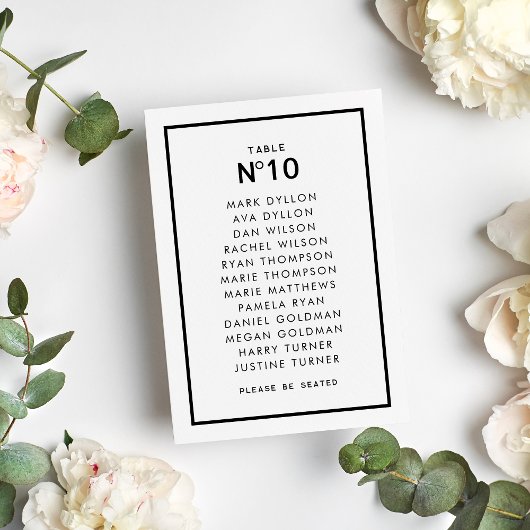 Chic French Monochrome Minimal Wedding Tischnummer