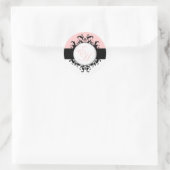 Chic French Monogram Damask Pink Labels Runder Aufkleber (Tasche)
