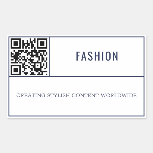 Chic French Navy Fashion Brand QR Code Rechteckiger Aufkleber (Vorderseite)