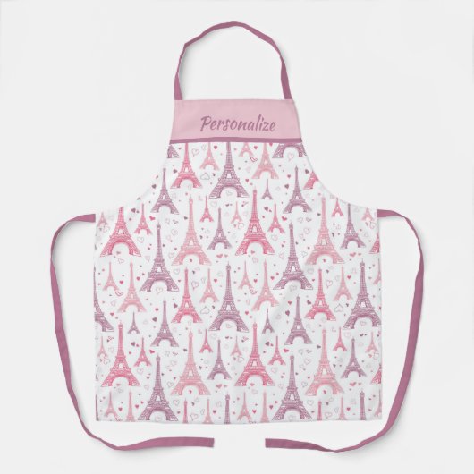 Chic French Paris Eiffel Tower Pink Lila Design Schürze (Vorderseite)