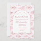 Chic French Toile Baby Shower Einladung (Vorderseite)