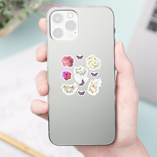 Chic fresh bridal wonderful flowers foliage aufkleber (Telefon)